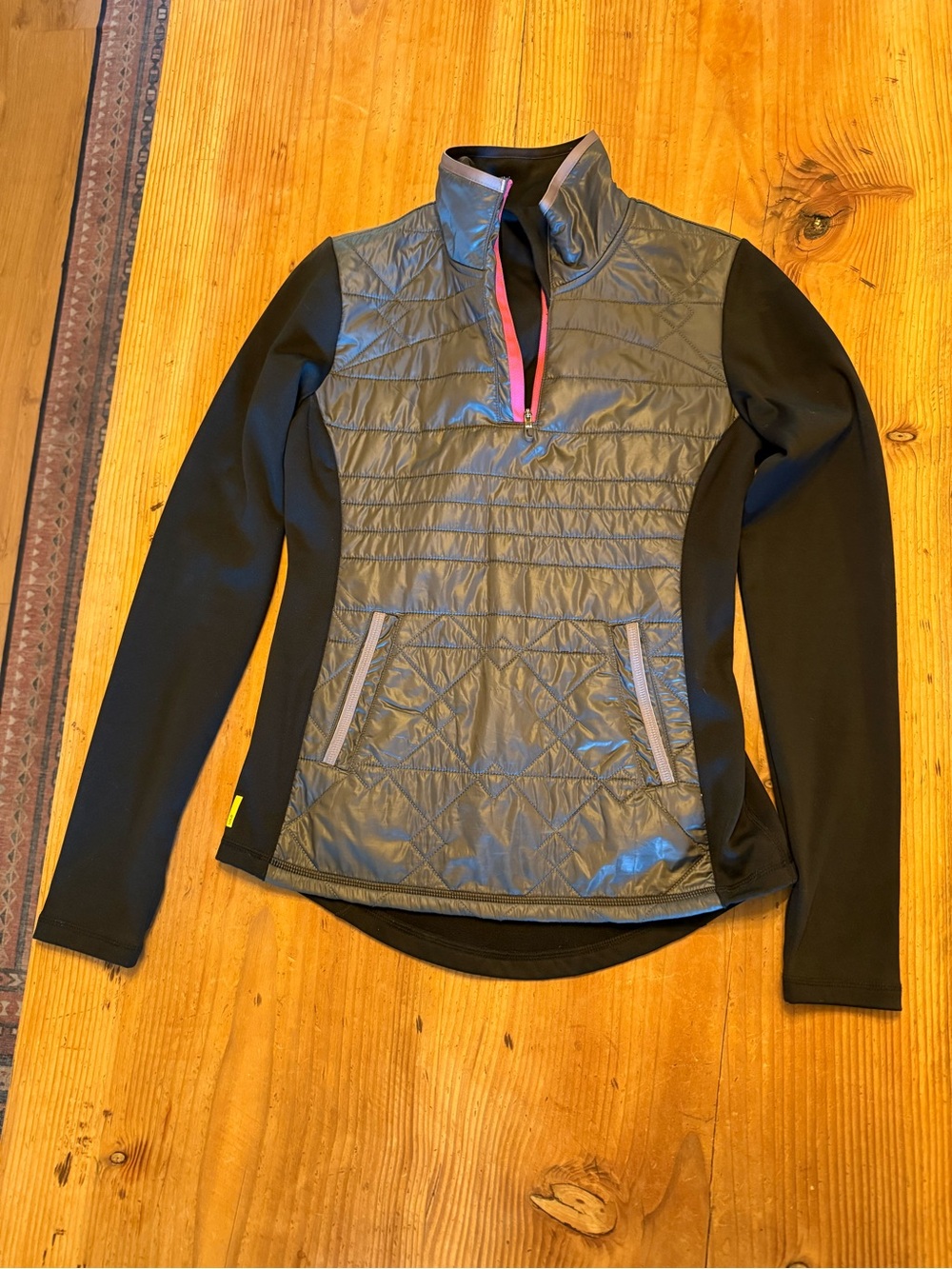 Women's Quilted Pullover Jacket - Gray/Black